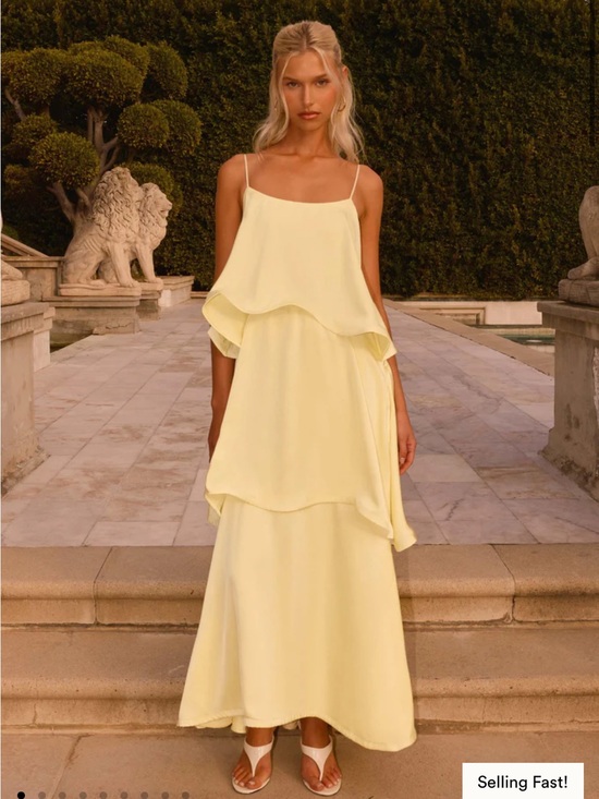 Peppermayo Dresses & Skirts - Peppermayo Pale Yellow Layered Spaghetti Strap Maxi Dress